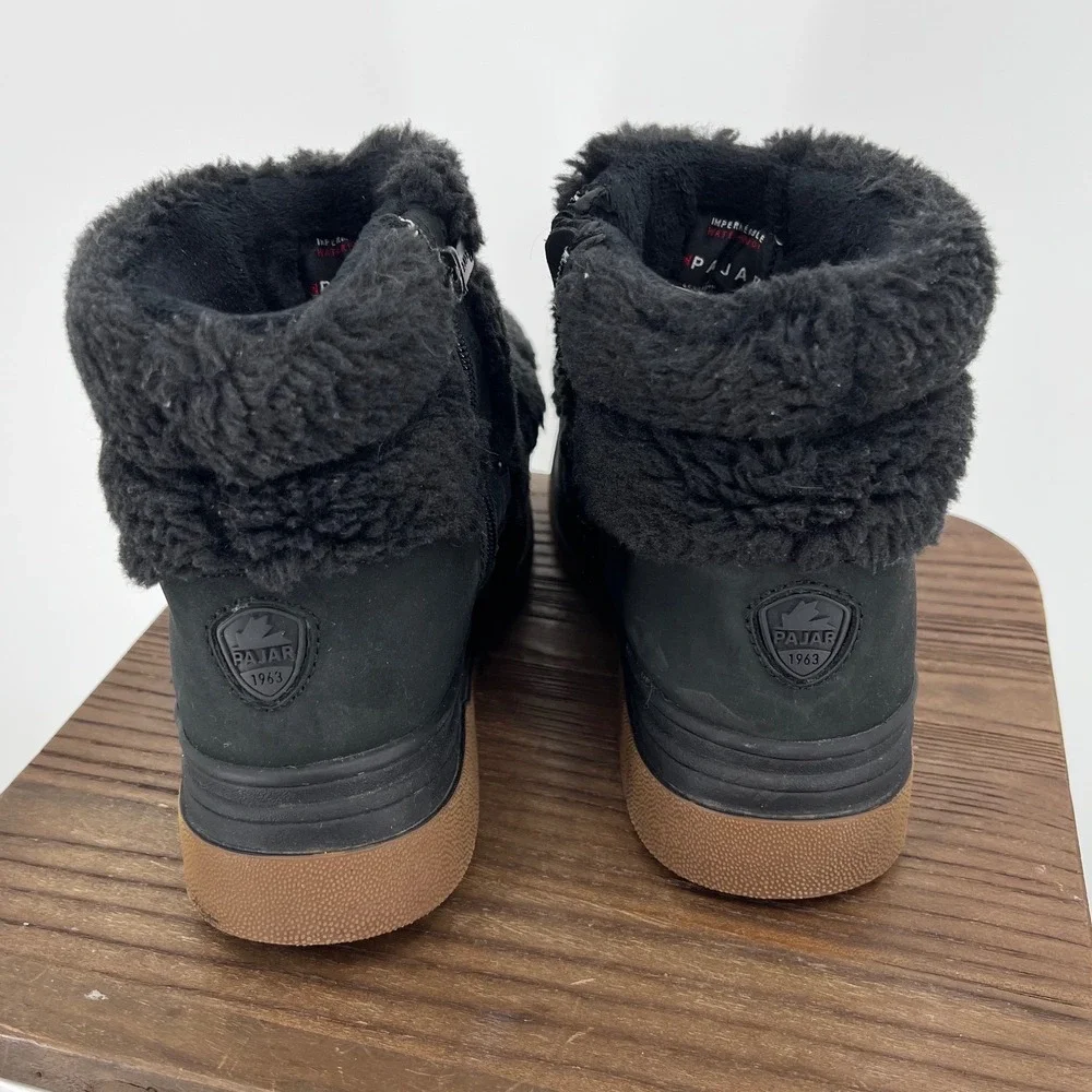 Pajar Canada Janie 2.0 Black Faux Fur Waterproof Winter Boots Womens 8.5 EU 39